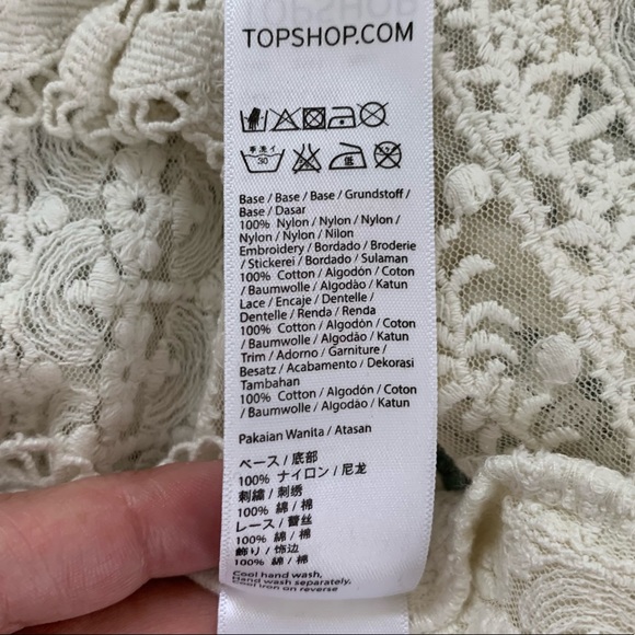 Topshop Embroidered Lace Mock Neck LS Top - Picture 9 of 9